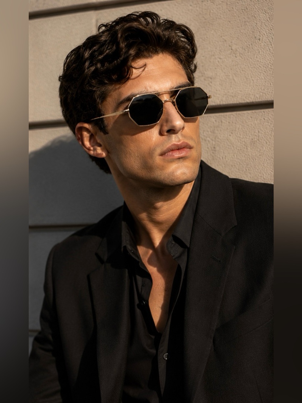 Nwt! Carolina Lemke Unisex Hexagon Thin Metal Frame Sunglasses